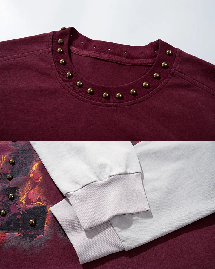 KIIKIO American Street Flame Graphic Layered Long Sleeve Tee