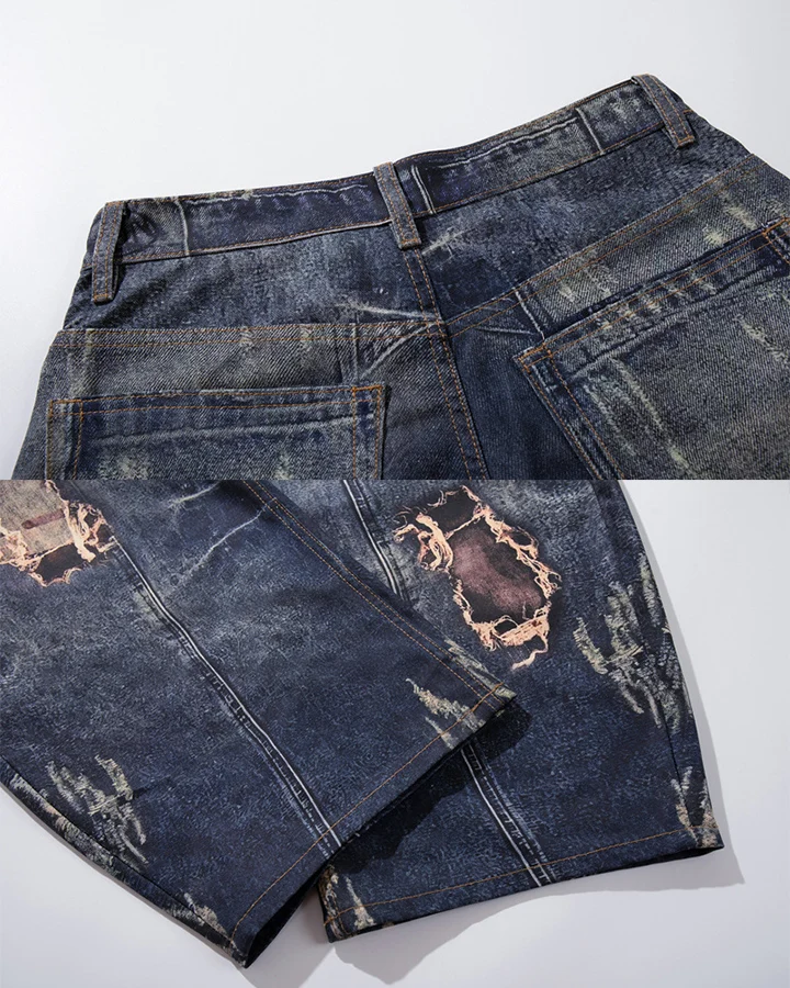 KIIKIO Grunge Distressed Washed Repair Baggy Jeans