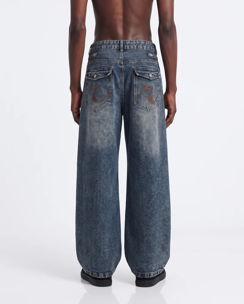 KIIKIO American Vintage Multi-Pocket Wide Leg Denim Jeans