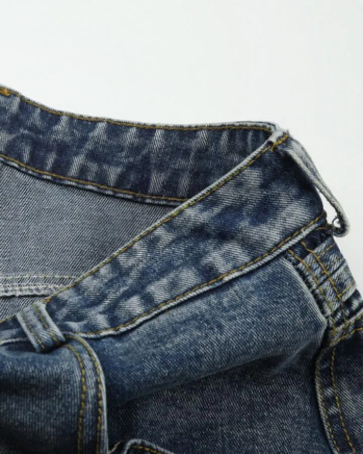 KIIKIO American Vintage Multi-Pocket Wide Leg Denim Jeans