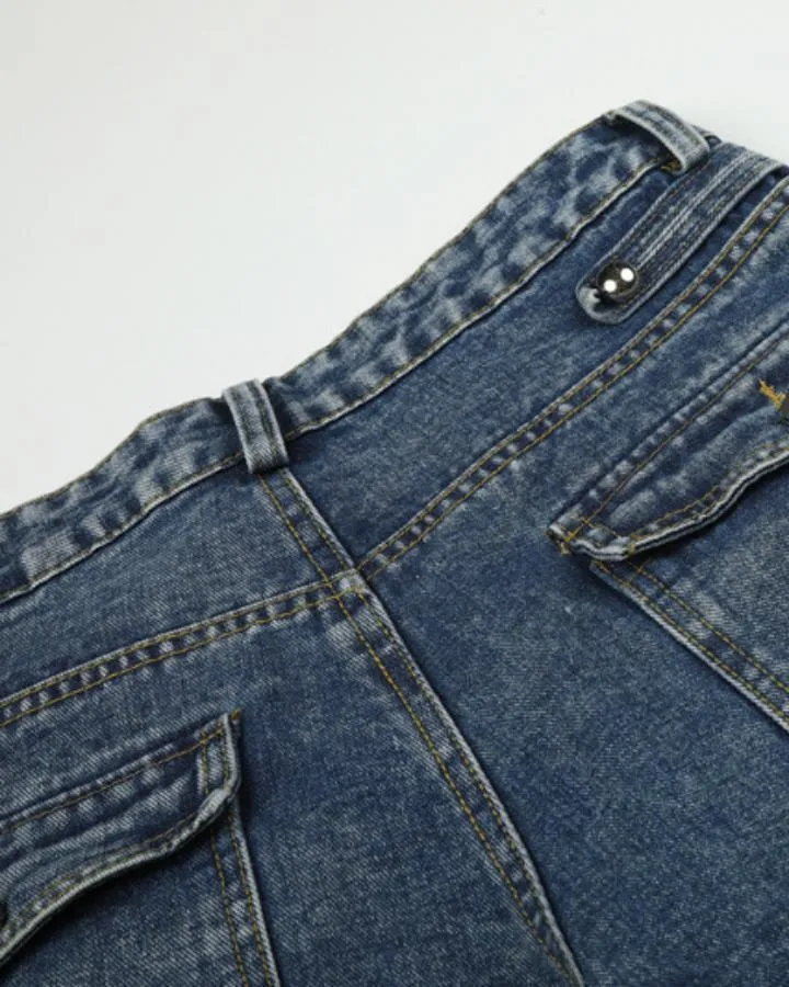 KIIKIO American Vintage Multi-Pocket Wide Leg Denim Jeans