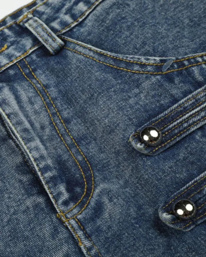 KIIKIO American Vintage Multi-Pocket Wide Leg Denim Jeans
