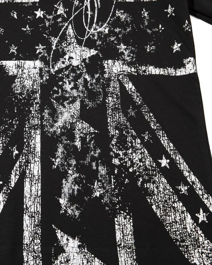 KIIKIO Vintage-Style National Flag Graphic Print T-Shirt