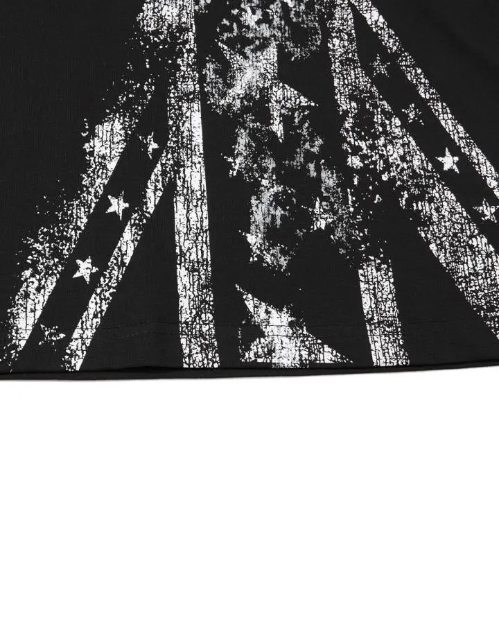 KIIKIO Vintage-Style National Flag Graphic Print T-Shirt