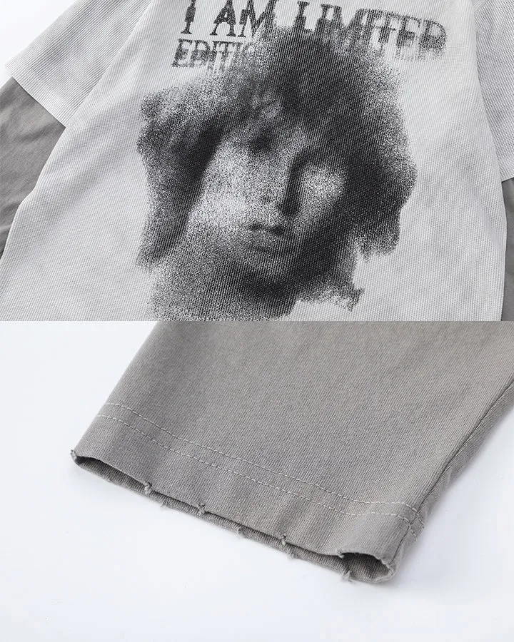 KIIKIO Dark Layered Graphic Vintage Long Sleeve Tee