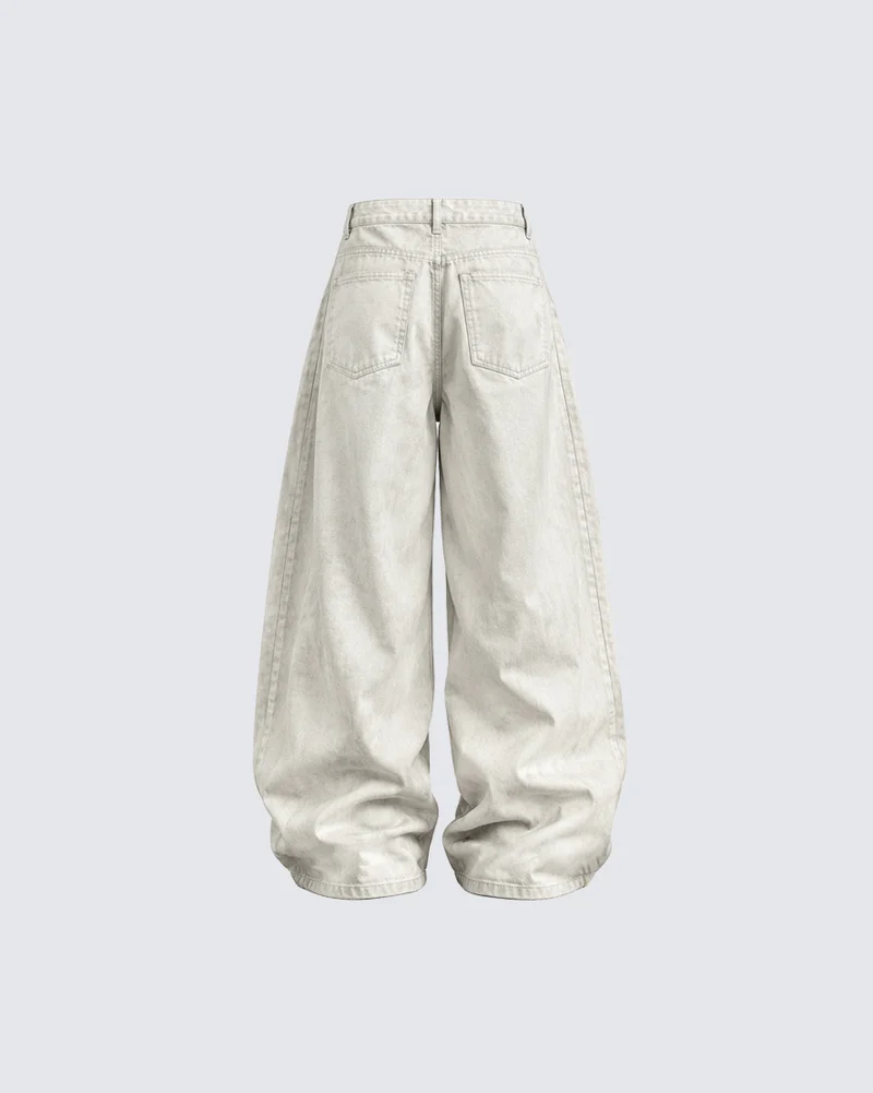 KIIKIO Vintage Graphic Wide Leg Denim Jeans