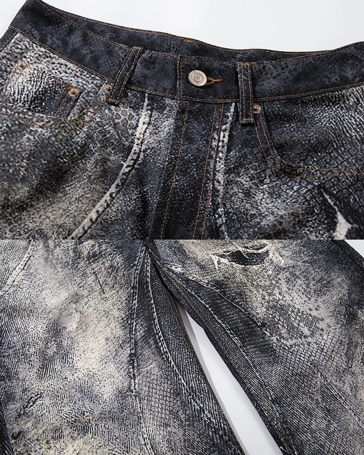 KIIKIO Dark Grunge Distressed Washed Baggy Jeans