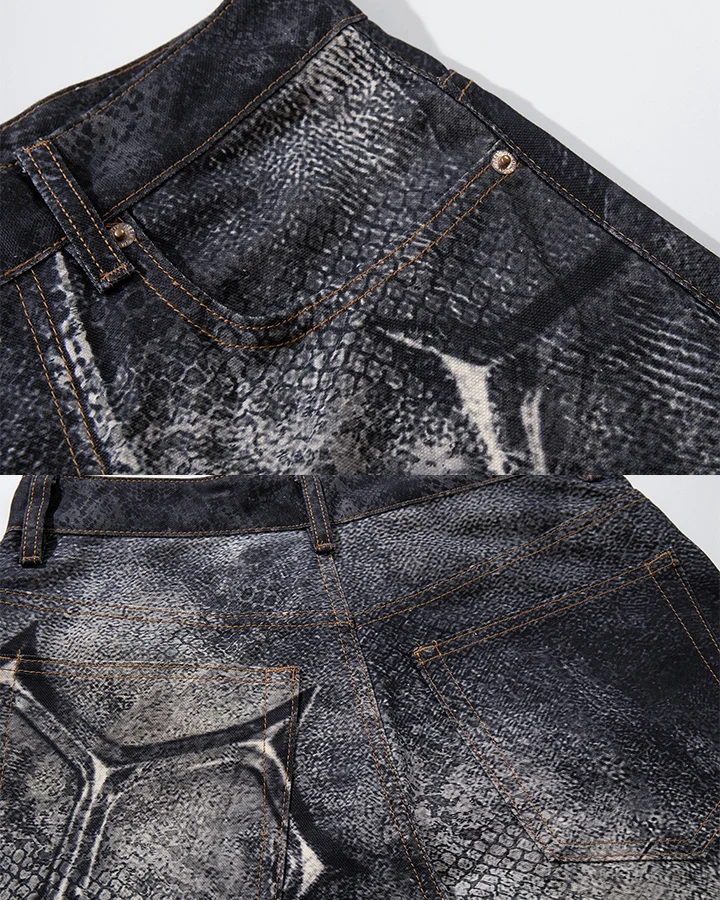KIIKIO Dark Grunge Distressed Washed Baggy Jeans