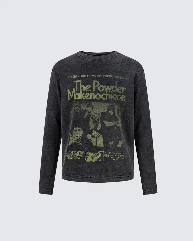KIIKIO Dark Archive Washed Graphic Long Sleeve Tee