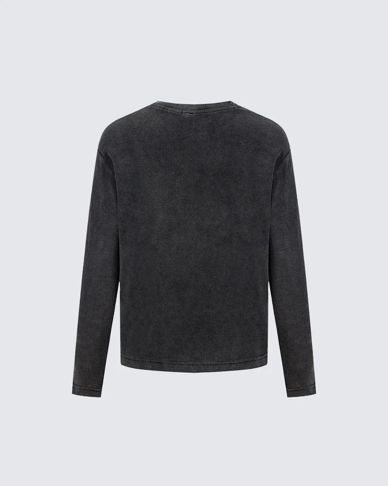 KIIKIO Dark Archive Washed Graphic Long Sleeve Tee