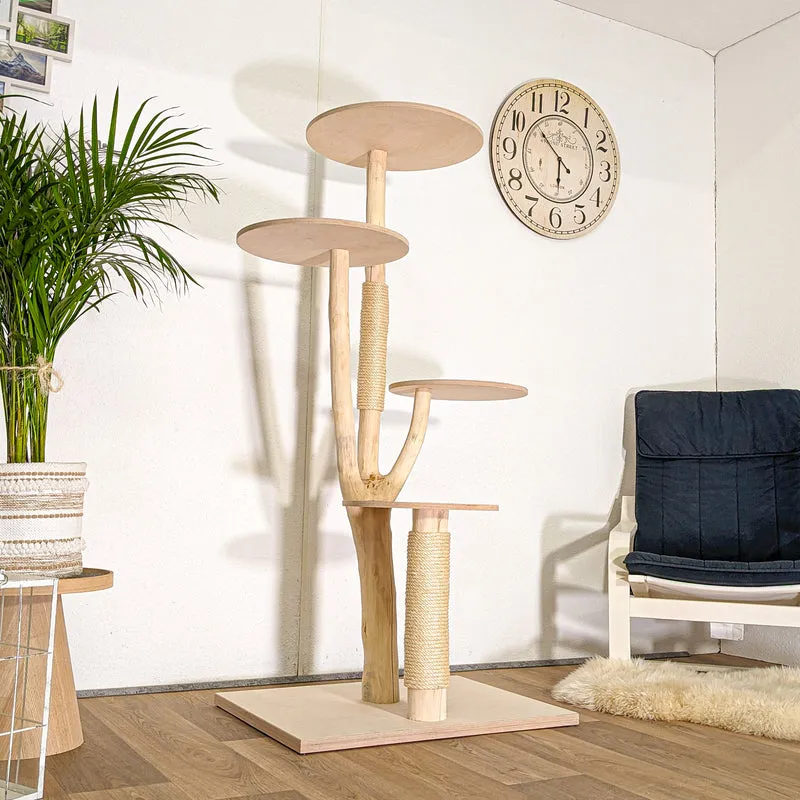 Naturkratzbaum 4470 Kratzbaum Natur Holz Design 160 cm hoch Katzenbaum