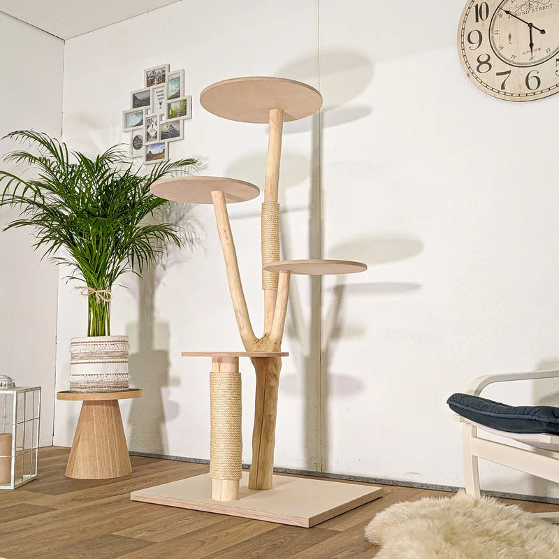 Naturkratzbaum 4470 Kratzbaum Natur Holz Design 160 cm hoch Katzenbaum