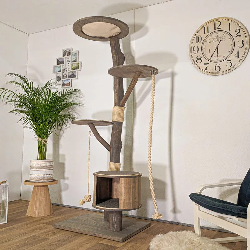 RESERVIERT - Naturkratzbaum 4375 Kratzbaum Natur Holz Design 200 cm hoch Katzenbaum