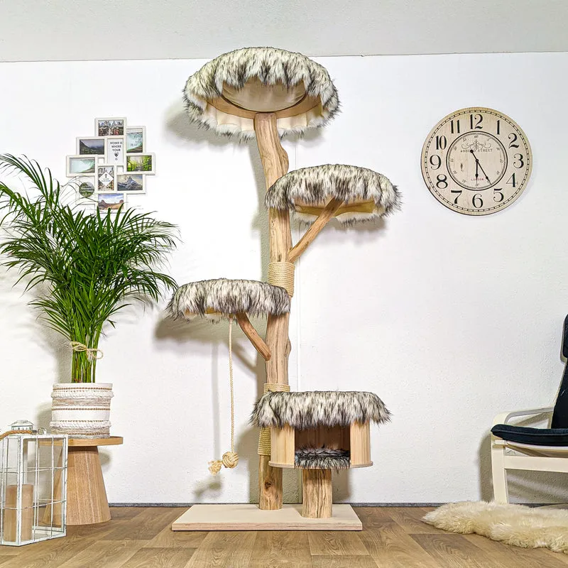 RESERVIERT - Naturkratzbaum 4375 Kratzbaum Natur Holz Design 200 cm hoch Katzenbaum