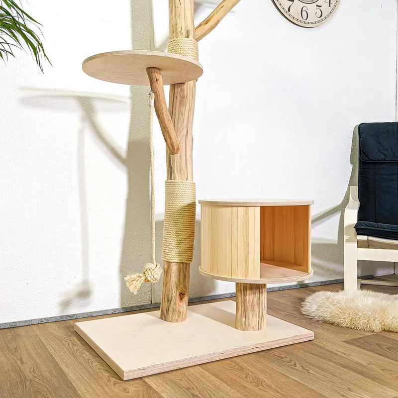 RESERVIERT - Naturkratzbaum 4375 Kratzbaum Natur Holz Design 200 cm hoch Katzenbaum