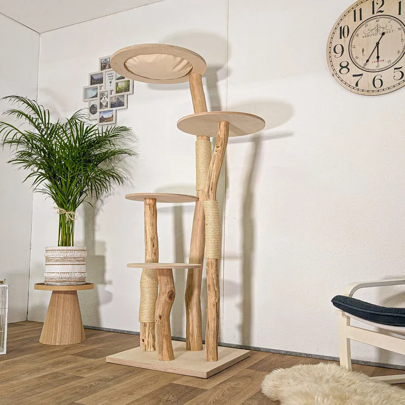 RESERVIERT - ABHOLUNG - Naturkratzbaum 4452 Kratzbaum Natur Holz Design 175 cm hoch Katzenbaum