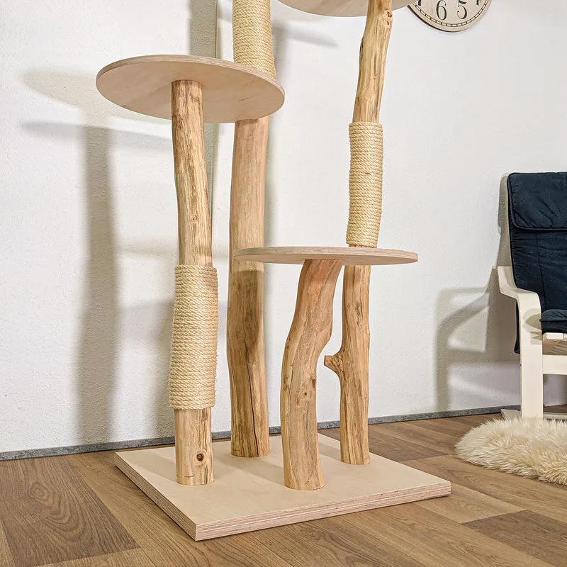RESERVIERT - ABHOLUNG - Naturkratzbaum 4452 Kratzbaum Natur Holz Design 175 cm hoch Katzenbaum