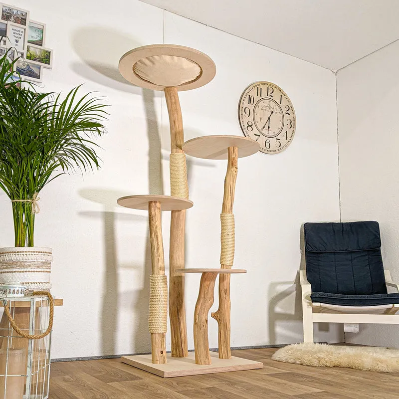 RESERVIERT - ABHOLUNG - Naturkratzbaum 4452 Kratzbaum Natur Holz Design 175 cm hoch Katzenbaum