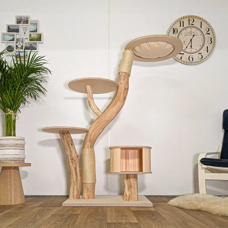Naturkratzbaum 4447 Kratzbaum Natur Holz Design 155 cm hoch Katzenbaum