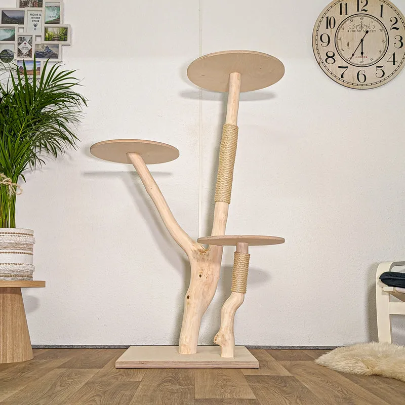 RESERVIERT - Naturkratzbaum 4446 Kratzbaum Natur Holz Design 148 cm hoch Katzenbaum