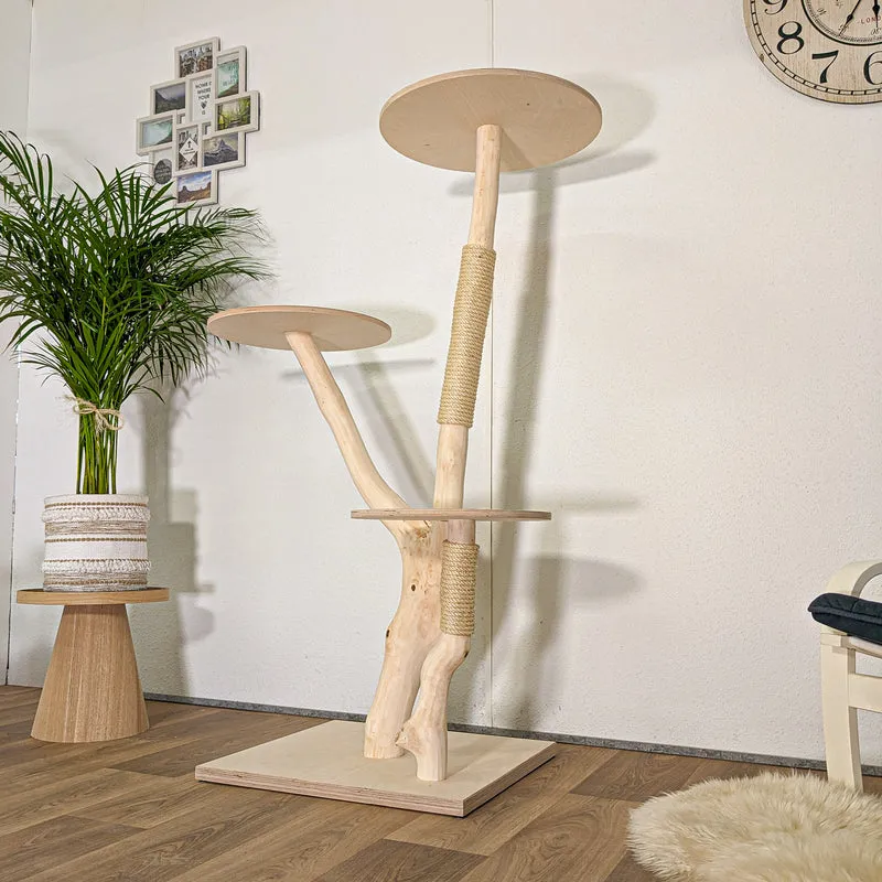 RESERVIERT - Naturkratzbaum 4446 Kratzbaum Natur Holz Design 148 cm hoch Katzenbaum