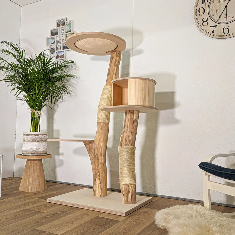 Naturkratzbaum 4445 Kratzbaum Natur Holz Design 150 cm hoch Katzenbaum