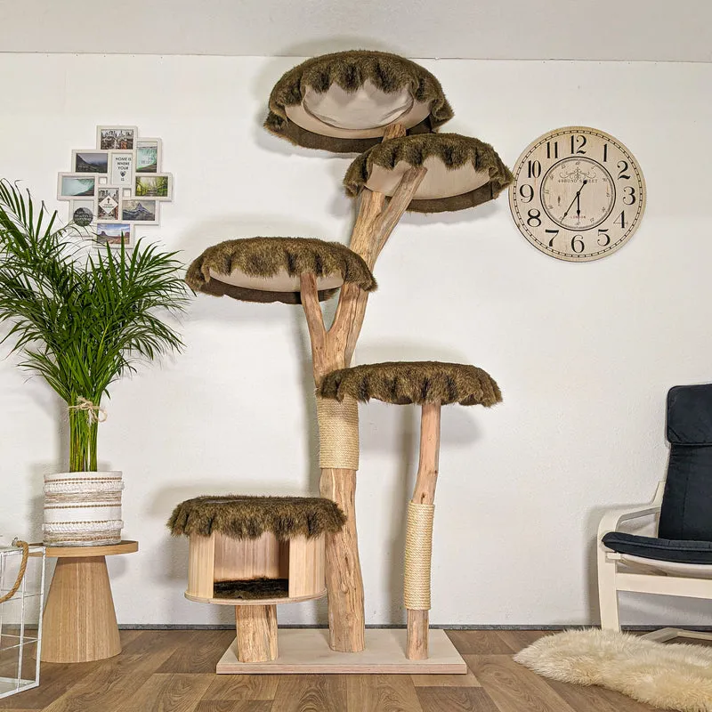 Naturkratzbaum 4444 Kratzbaum Natur Holz Design 205 cm hoch Katzenbaum