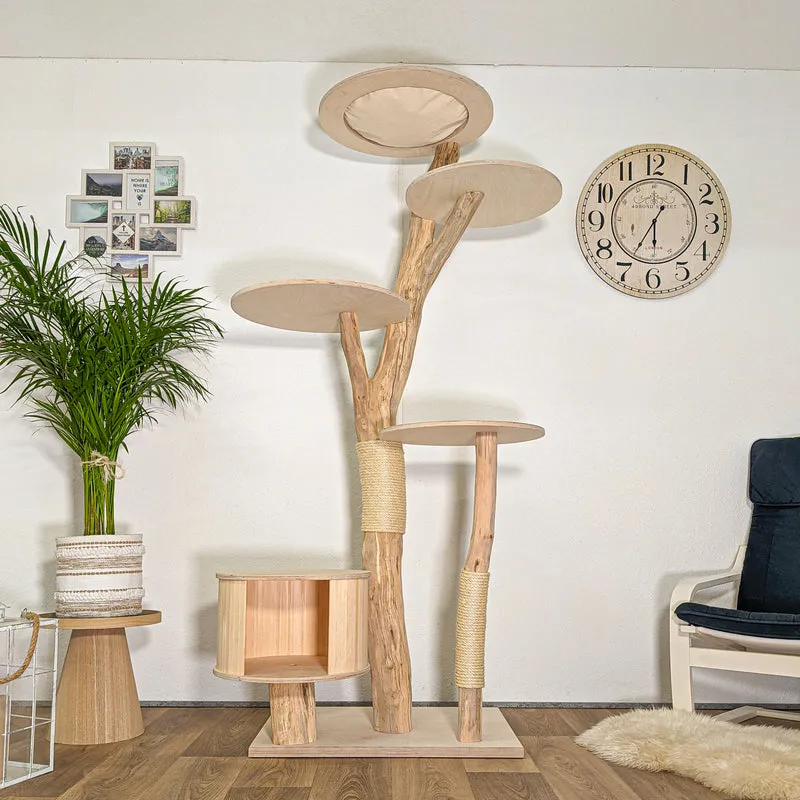 Naturkratzbaum 4444 Kratzbaum Natur Holz Design 205 cm hoch Katzenbaum