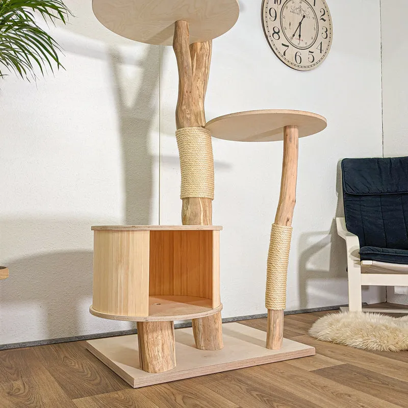 Naturkratzbaum 4444 Kratzbaum Natur Holz Design 205 cm hoch Katzenbaum