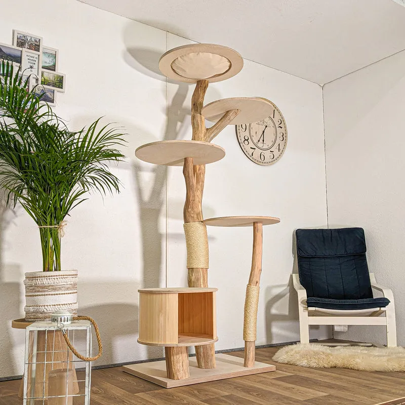 Naturkratzbaum 4444 Kratzbaum Natur Holz Design 205 cm hoch Katzenbaum