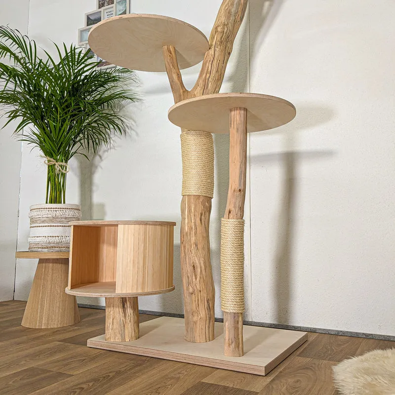 Naturkratzbaum 4444 Kratzbaum Natur Holz Design 205 cm hoch Katzenbaum
