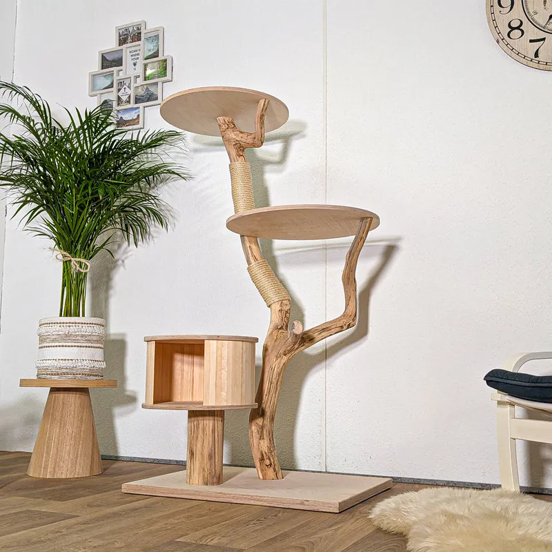 RESERVIERT - Naturkratzbaum 4438 Kratzbaum Natur Holz Design 143 cm hoch Katzenbaum