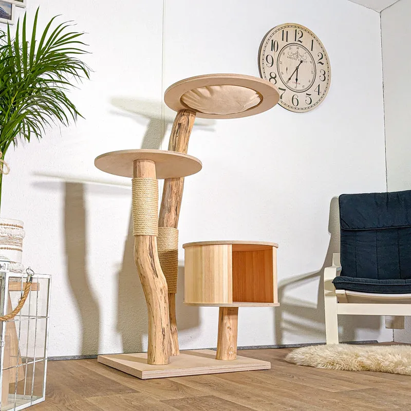 Naturkratzbaum 4435 Kratzbaum Natur Holz Design 133 cm hoch Katzenbaum