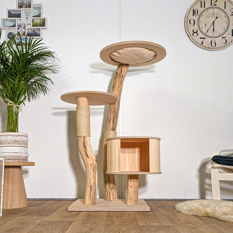 Naturkratzbaum 4435 Kratzbaum Natur Holz Design 133 cm hoch Katzenbaum