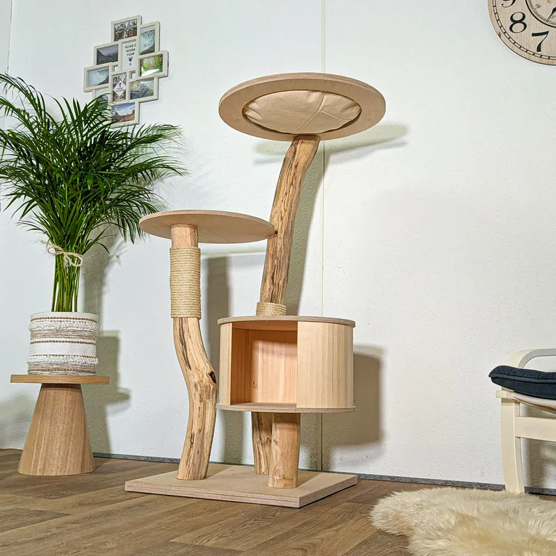 Naturkratzbaum 4435 Kratzbaum Natur Holz Design 133 cm hoch Katzenbaum