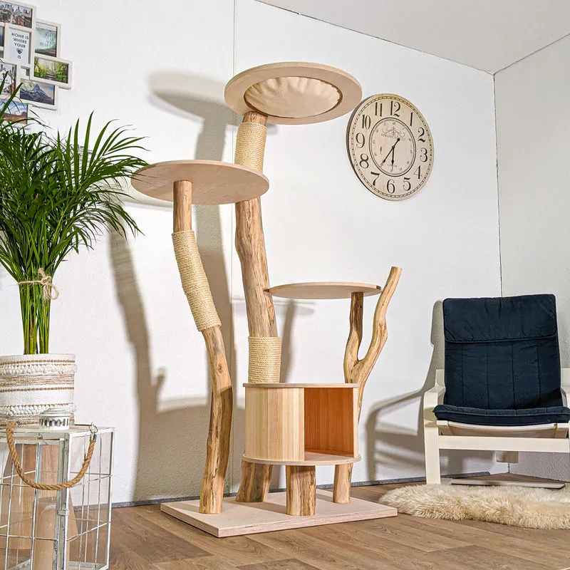 Naturkratzbaum 4433 Kratzbaum Natur Holz Design 175 cm hoch Katzenbaum