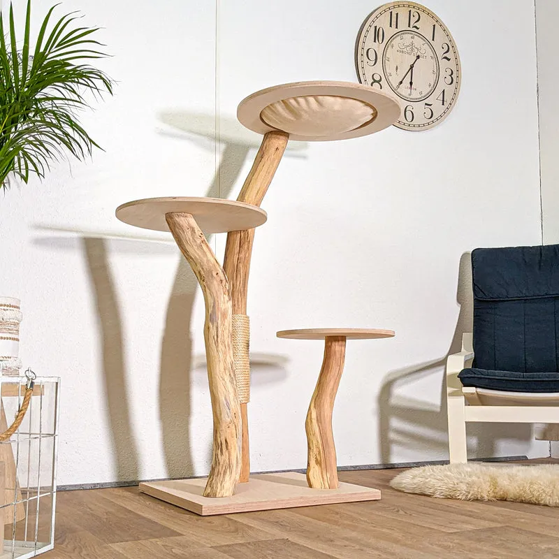 RESERVIERT - H+P - Naturkratzbaum 4431 Kratzbaum Natur Holz Design 135 cm hoch Katzenbaum