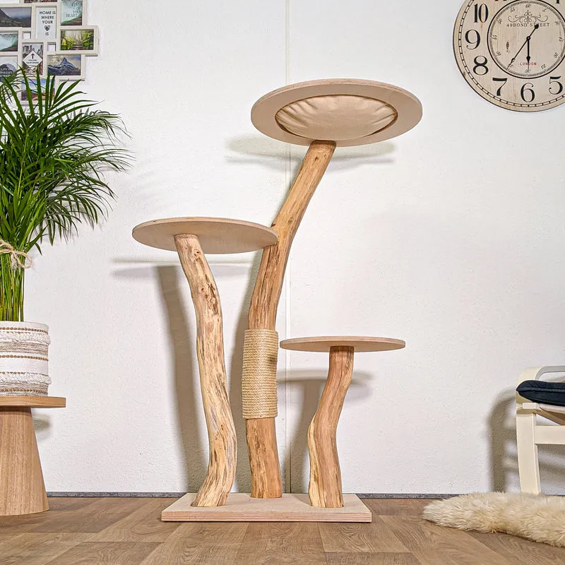 RESERVIERT - H+P - Naturkratzbaum 4431 Kratzbaum Natur Holz Design 135 cm hoch Katzenbaum
