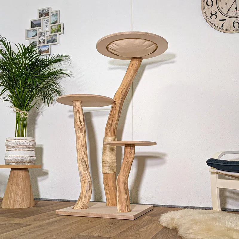 RESERVIERT - H+P - Naturkratzbaum 4431 Kratzbaum Natur Holz Design 135 cm hoch Katzenbaum