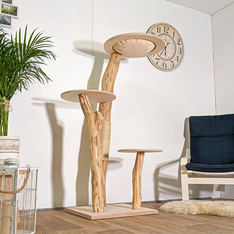 Naturkratzbaum 4430 Kratzbaum Natur Holz Design 155 cm hoch Katzenbaum