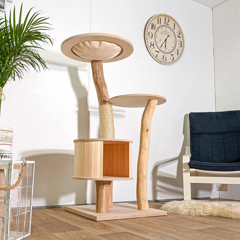 Naturkratzbaum 4429 Kratzbaum Natur Holz Design 132 cm hoch Katzenbaum