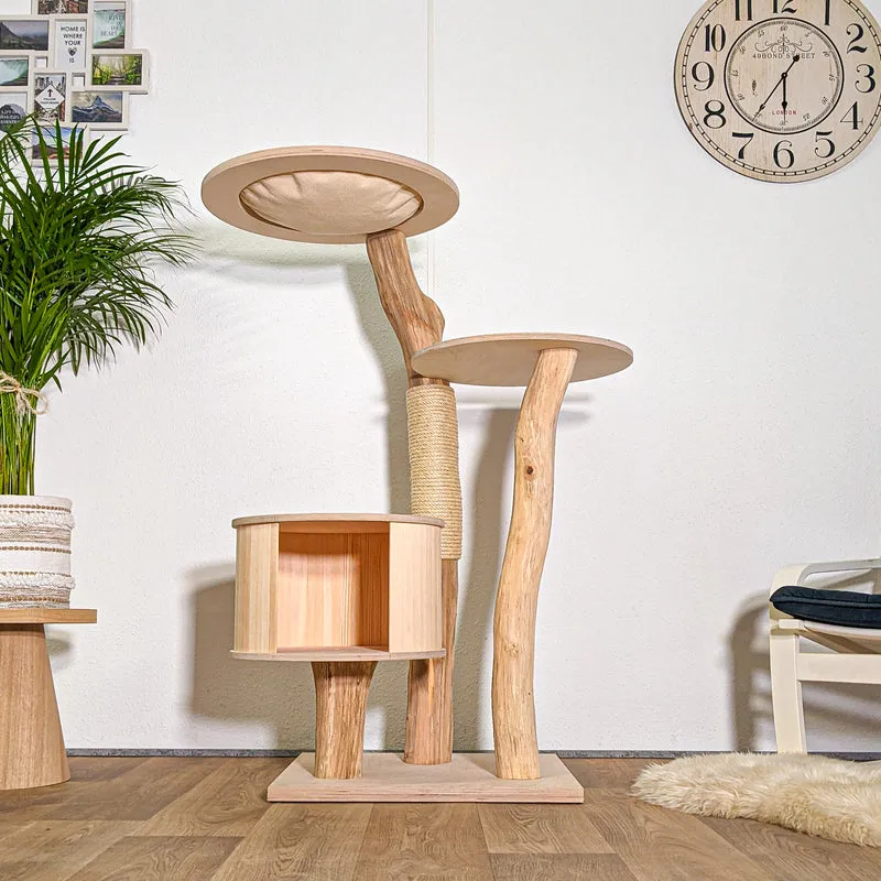 Naturkratzbaum 4429 Kratzbaum Natur Holz Design 132 cm hoch Katzenbaum