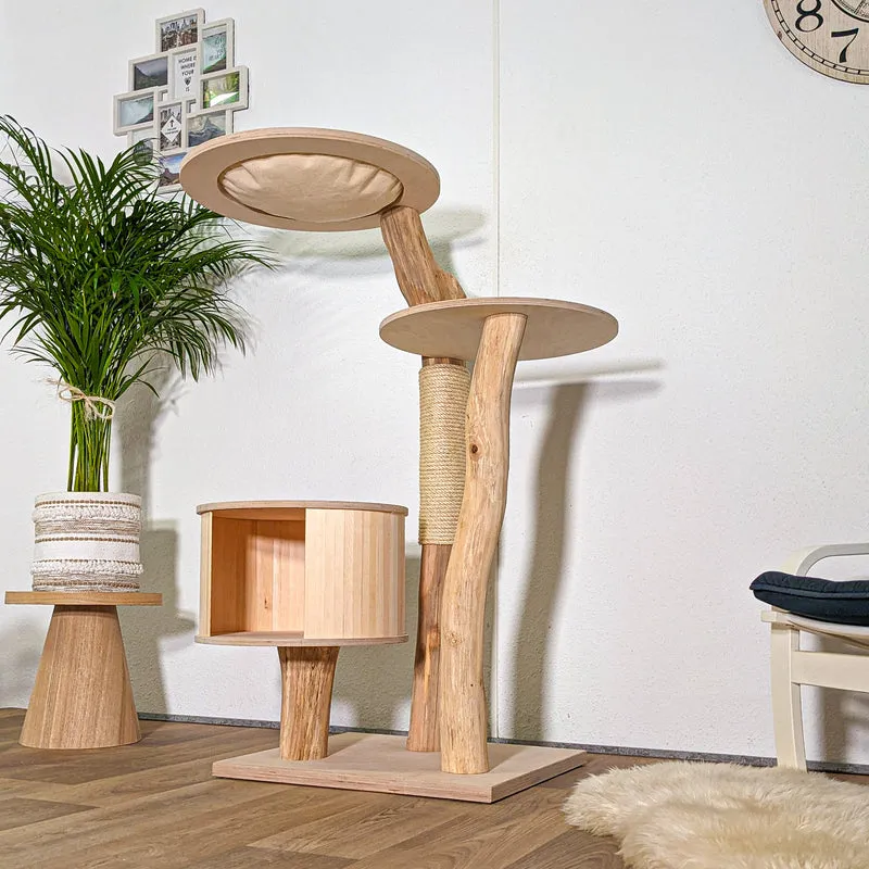 Naturkratzbaum 4429 Kratzbaum Natur Holz Design 132 cm hoch Katzenbaum