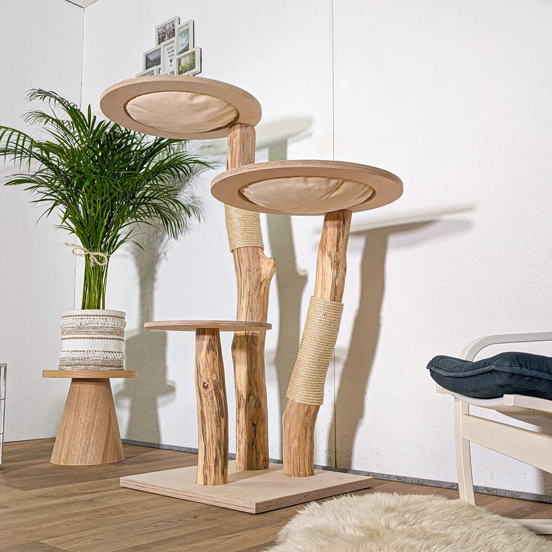 Naturkratzbaum 4428 Kratzbaum Natur Holz Design 135 cm hoch Katzenbaum