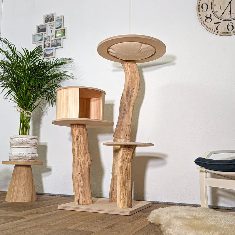 Naturkratzbaum 4426 Kratzbaum Natur Holz Design 135 cm hoch Katzenbaum
