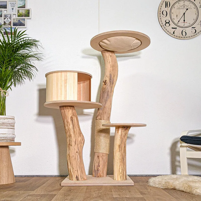 Naturkratzbaum 4426 Kratzbaum Natur Holz Design 135 cm hoch Katzenbaum