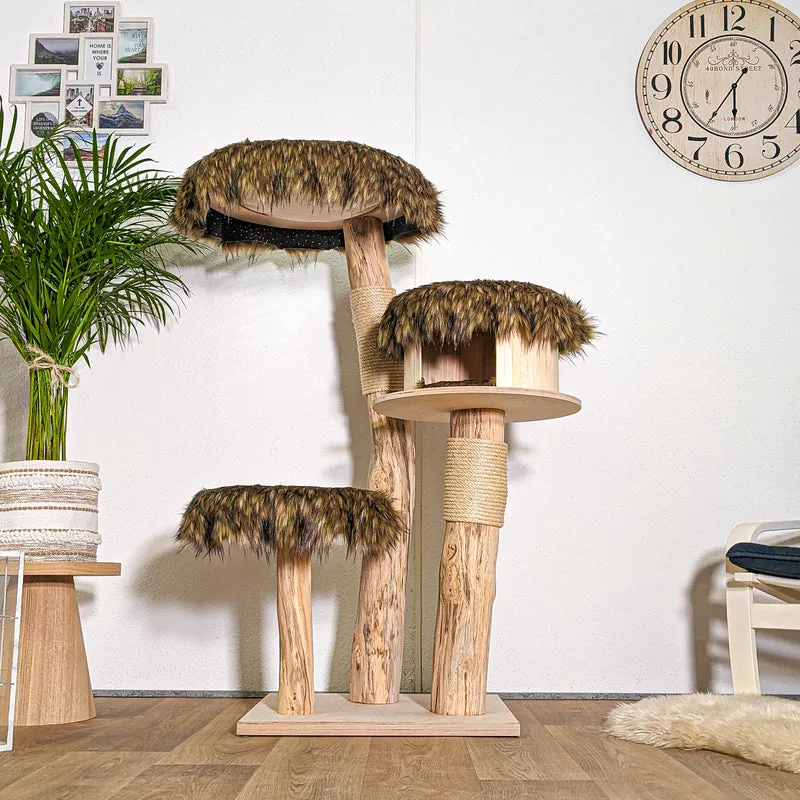 Naturkratzbaum 4425 Kratzbaum Natur Holz Design 135 cm hoch Katzenbaum