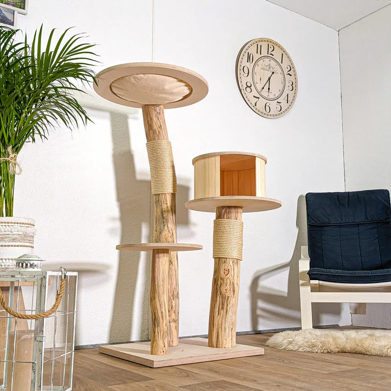 Naturkratzbaum 4425 Kratzbaum Natur Holz Design 135 cm hoch Katzenbaum