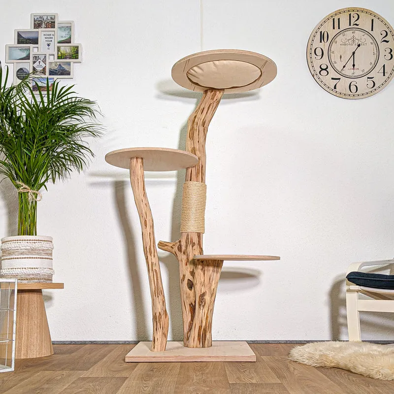 Naturkratzbaum 4424 Kratzbaum Natur Holz Design 145 cm hoch Katzenbaum