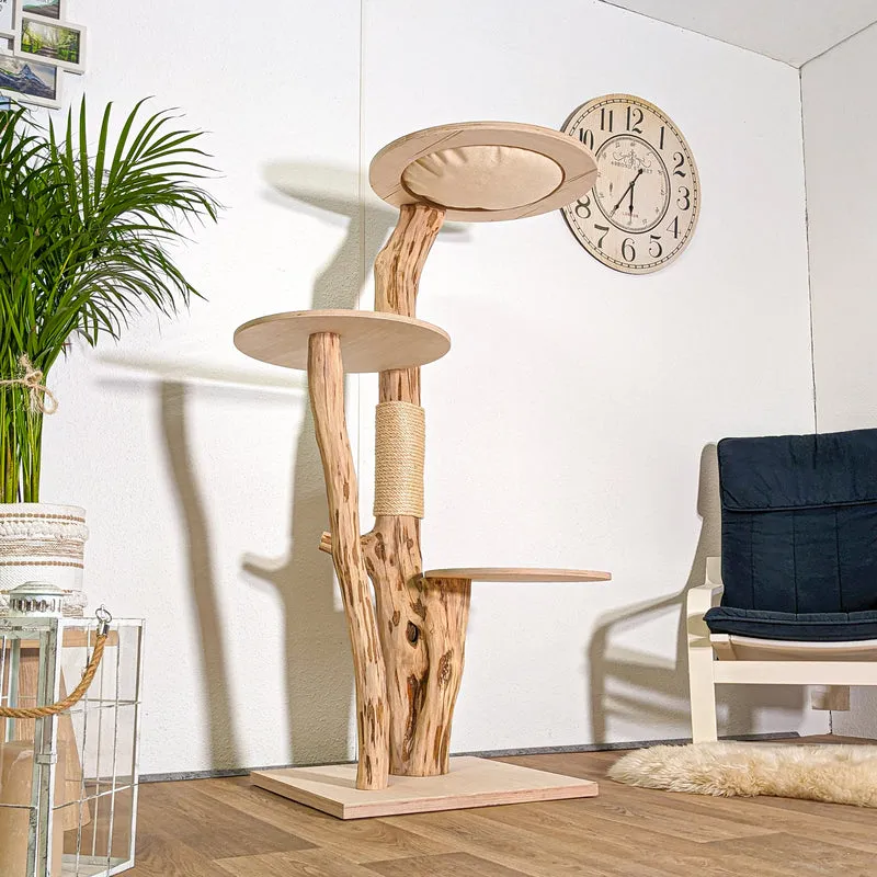 Naturkratzbaum 4424 Kratzbaum Natur Holz Design 145 cm hoch Katzenbaum